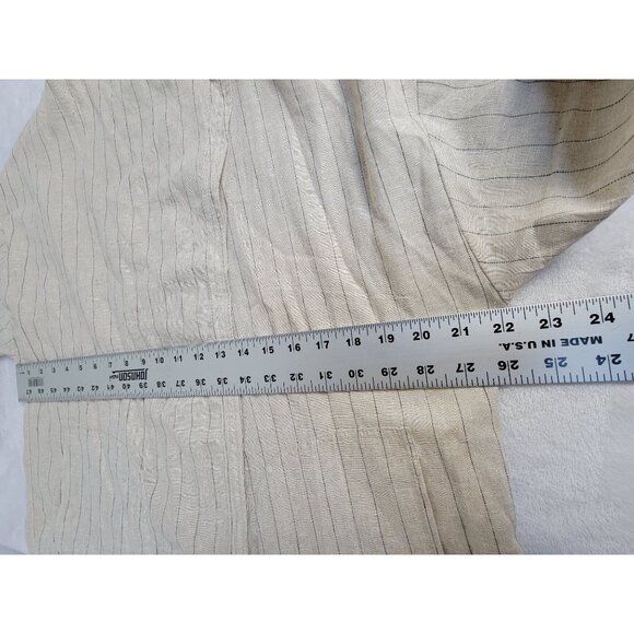 Max Studio Womens Striped Linen-Blend Open Front Jacket Large Ivory New $118 - Picture 8 of 9